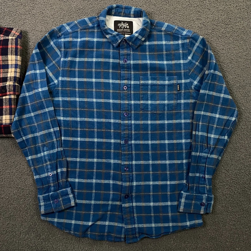 Tank Farm & Co Set of 2 Shirts Mens Medium Slim Flannel Button Up Plaid Cotton - Picture 4 of 11